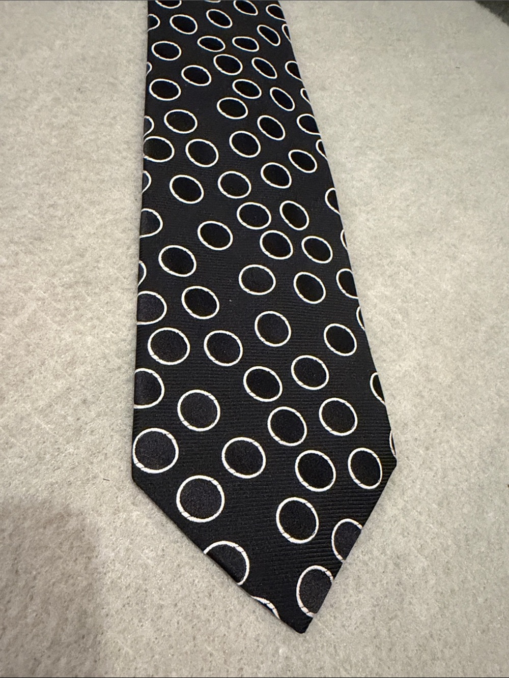 Phineas Cole Black Silk Tie with White Circle Pattern